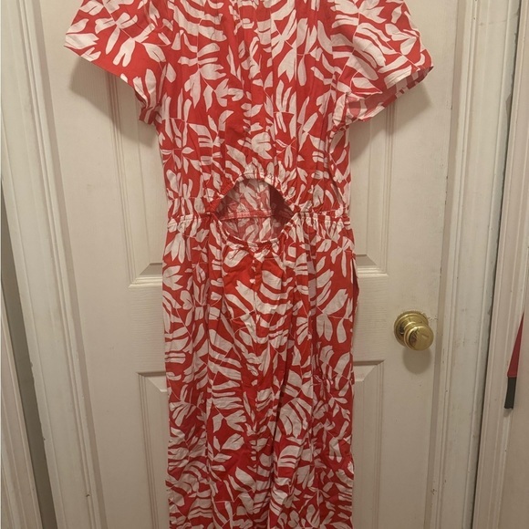 NWT 100%Cotton Coral and White Maxi Dress - Picture 5 of 8